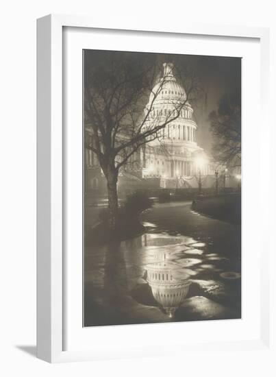 Capitol at Night, Washington, D.C.-null-Framed Art Print