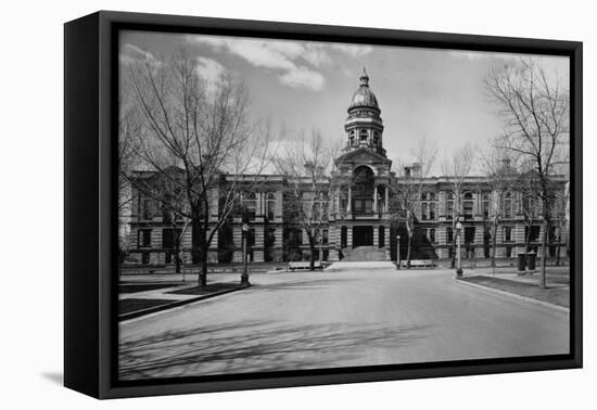 Capitol Building at the End of a Cheyenne Street-null-Framed Premier Image Canvas