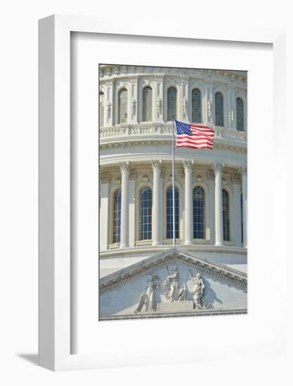 Capitol Building in Washington DC USA - Close-Up to Dome and US Flag-Orhan-Framed Photographic Print