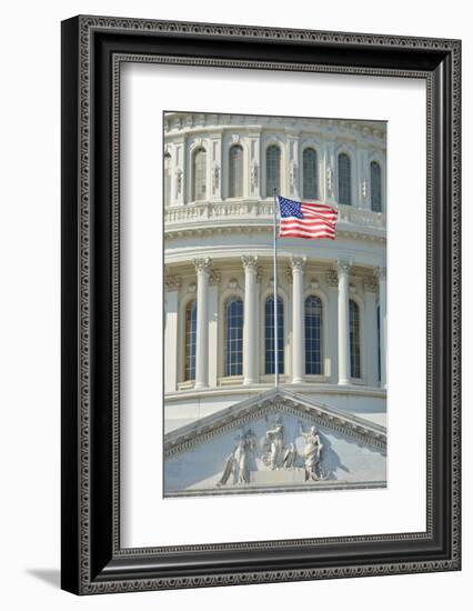 Capitol Building in Washington DC USA - Close-Up to Dome and US Flag-Orhan-Framed Photographic Print