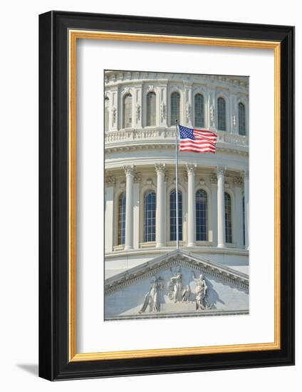 Capitol Building in Washington DC USA - Close-Up to Dome and US Flag-Orhan-Framed Photographic Print