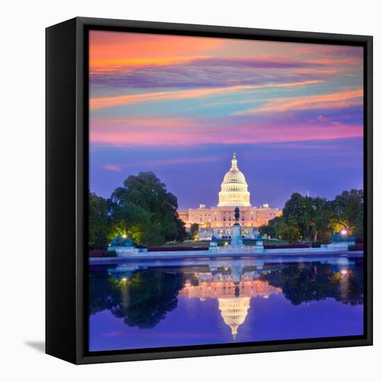 Capitol Building Sunset Congress of USA Washington DC US-holbox-Framed Premier Image Canvas