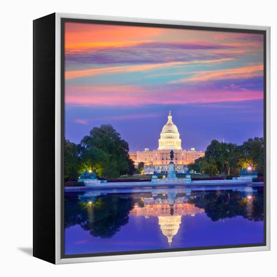 Capitol Building Sunset Congress of USA Washington DC US-holbox-Framed Premier Image Canvas