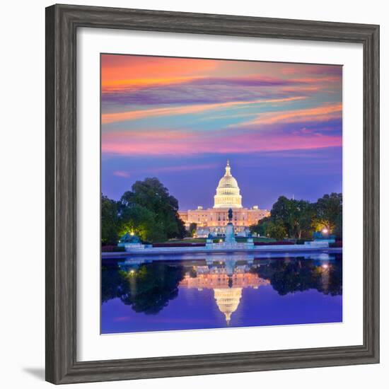 Capitol Building Sunset Congress of USA Washington DC US-holbox-Framed Photographic Print