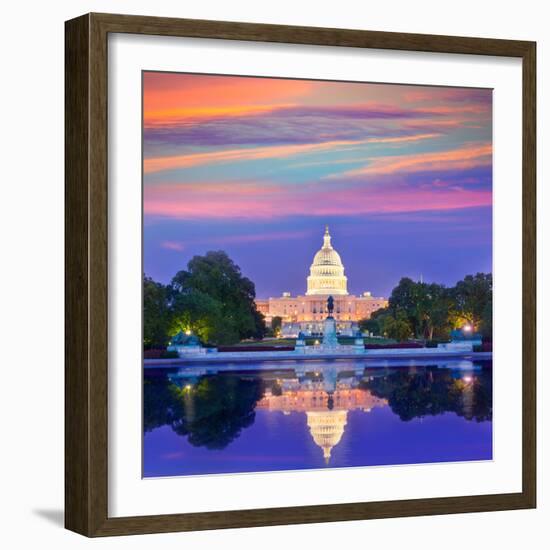 Capitol Building Sunset Congress of USA Washington DC US-holbox-Framed Photographic Print