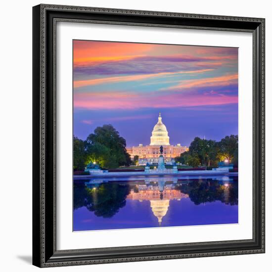 Capitol Building Sunset Congress of USA Washington DC US-holbox-Framed Photographic Print