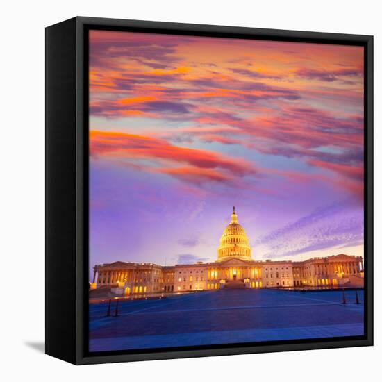Capitol Building Washington DC Sunset at US Congress USA-holbox-Framed Premier Image Canvas