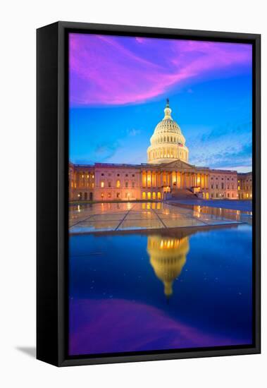 Capitol Building Washington DC Sunset at US Congress USA-holbox-Framed Premier Image Canvas