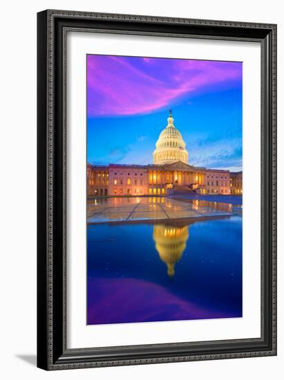 Capitol Building Washington DC Sunset at US Congress USA-holbox-Framed Photographic Print