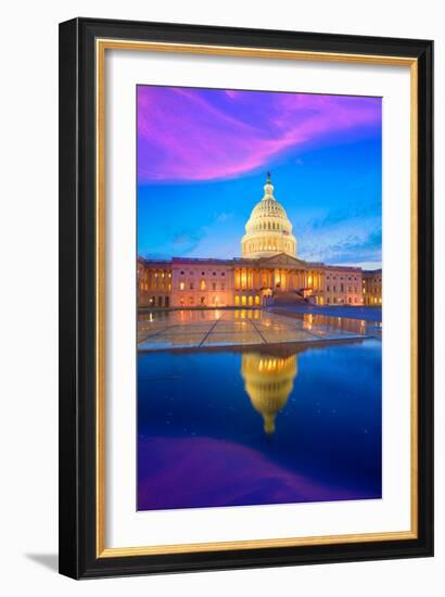 Capitol Building Washington DC Sunset at US Congress USA-holbox-Framed Photographic Print