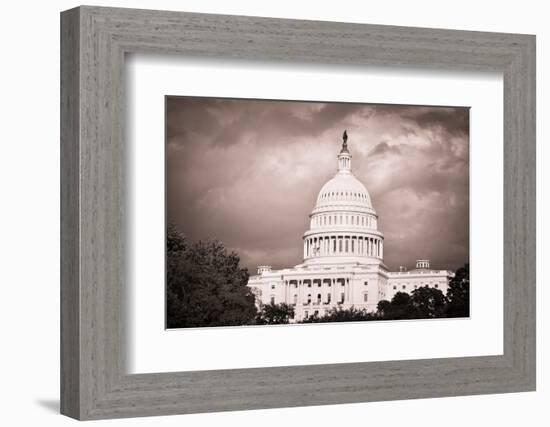 Capitol Building with Dramatic Cloudy Sky - Washington Dc, United States-Orhan-Framed Photographic Print