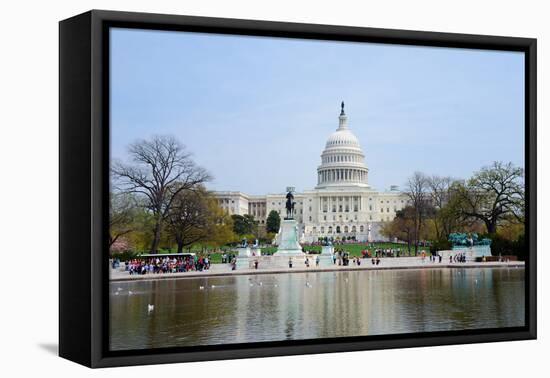 Capitol Building with Reflection in Lake in Washington DC-Songquan Deng-Framed Premier Image Canvas