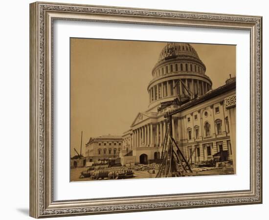 Capitol under Construction, Washington, D.C., c.1863-Andrew J^ Johnson-Framed Photo