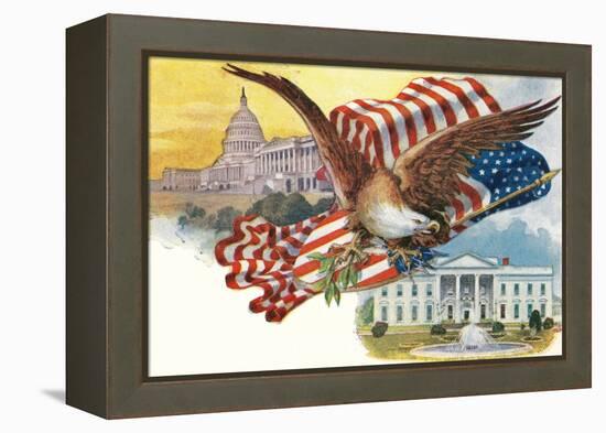 Capitol, White House, Eagle-null-Framed Stretched Canvas