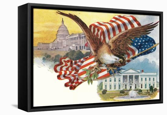 Capitol, White House, Eagle-null-Framed Stretched Canvas