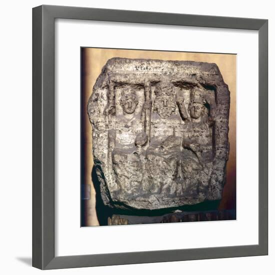 Capitoline Triad, Minerva, Jupiter and Juno, Funerary cippus or tomb marker-Unknown-Framed Giclee Print