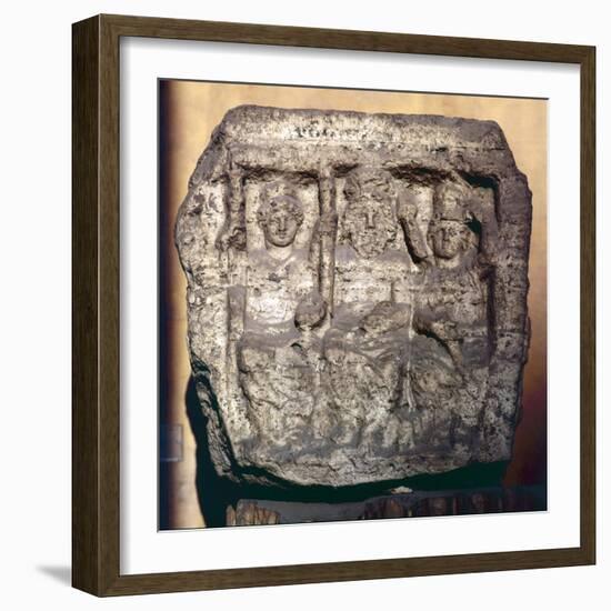 Capitoline Triad, Minerva, Jupiter and Juno, Funerary cippus or tomb marker-Unknown-Framed Giclee Print