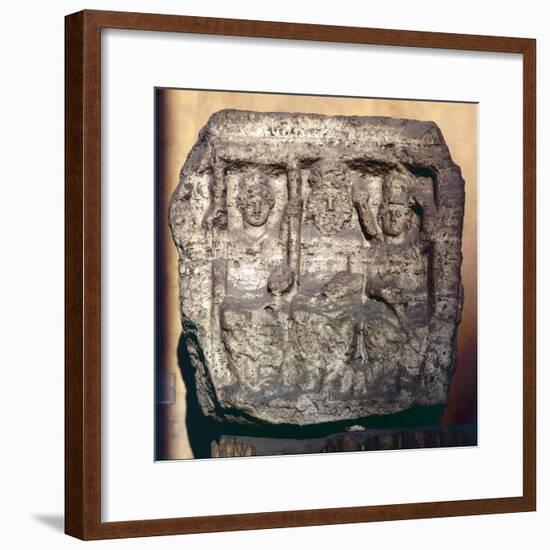 Capitoline Triad, Minerva, Jupiter and Juno, Funerary cippus or tomb marker-Unknown-Framed Giclee Print