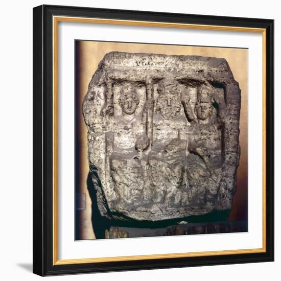 Capitoline Triad, Minerva, Jupiter and Juno, Funerary cippus or tomb marker-Unknown-Framed Giclee Print