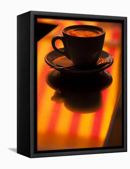 Cappuccino Reflection, Lugano, Ticino Canton, Switzerland-Walter Bibikow-Framed Premier Image Canvas