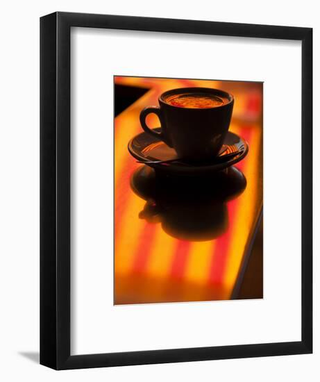 Cappuccino Reflection, Lugano, Ticino Canton, Switzerland-Walter Bibikow-Framed Photographic Print