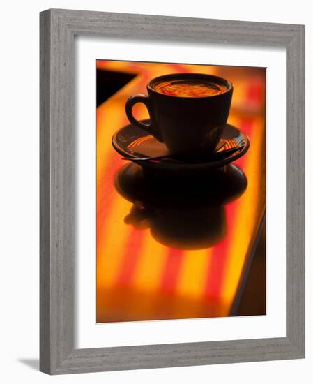 Cappuccino Reflection, Lugano, Ticino Canton, Switzerland-Walter Bibikow-Framed Photographic Print