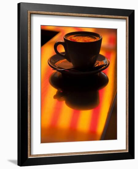 Cappuccino Reflection, Lugano, Ticino Canton, Switzerland-Walter Bibikow-Framed Photographic Print