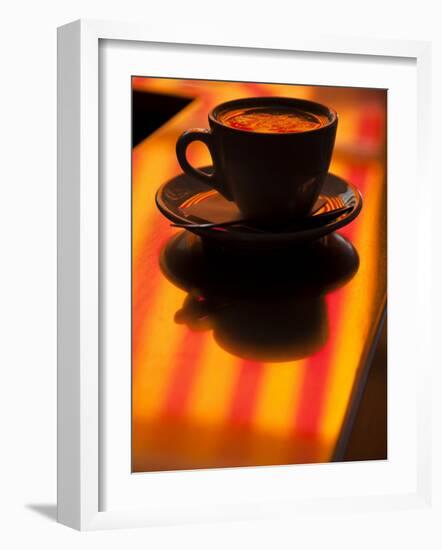 Cappuccino Reflection, Lugano, Ticino Canton, Switzerland-Walter Bibikow-Framed Photographic Print