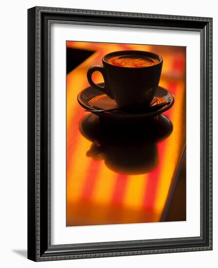 Cappuccino Reflection, Lugano, Ticino Canton, Switzerland-Walter Bibikow-Framed Photographic Print