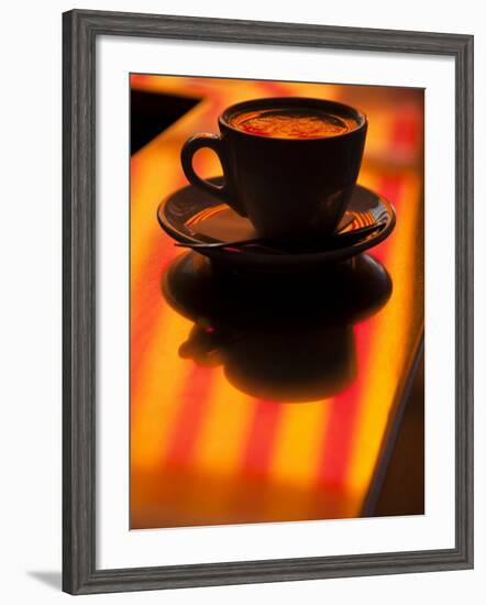 Cappuccino Reflection, Lugano, Ticino Canton, Switzerland-Walter Bibikow-Framed Photographic Print