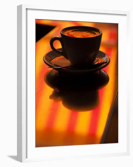 Cappuccino Reflection, Lugano, Ticino Canton, Switzerland-Walter Bibikow-Framed Photographic Print