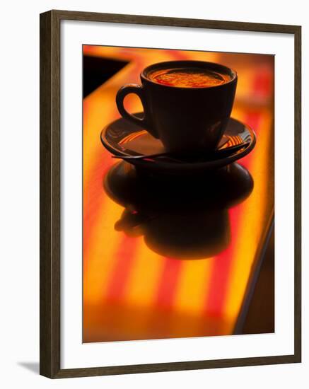 Cappuccino Reflection, Lugano, Ticino Canton, Switzerland-Walter Bibikow-Framed Photographic Print