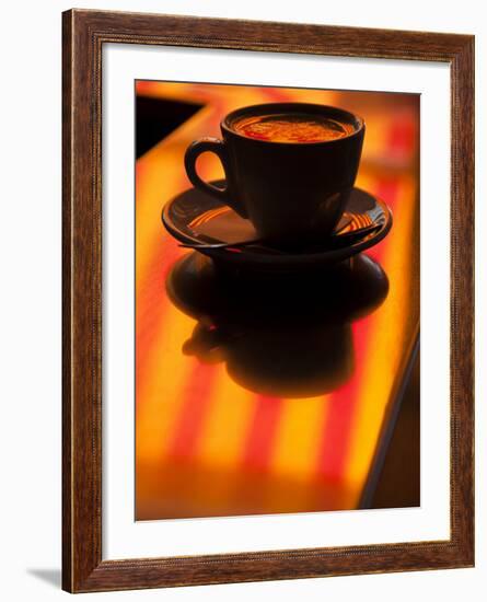 Cappuccino Reflection, Lugano, Ticino Canton, Switzerland-Walter Bibikow-Framed Photographic Print