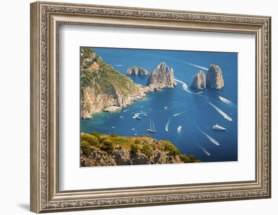 Capri Island, Naples, Italy. Aerial View of Faragliioni and Coastline from Anacapri.-Francesco Riccardo Iacomino-Framed Photographic Print