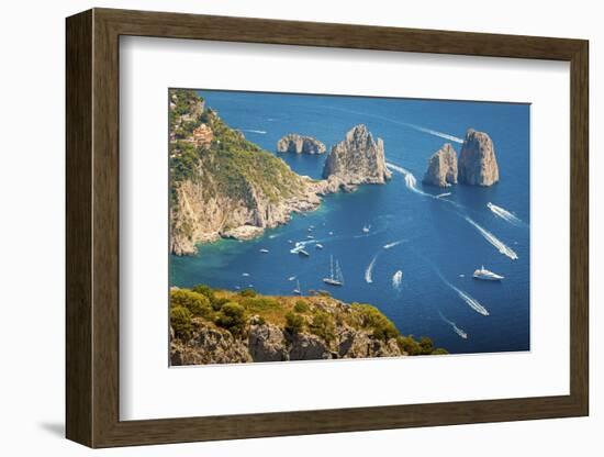 Capri Island, Naples, Italy. Aerial View of Faragliioni and Coastline from Anacapri.-Francesco Riccardo Iacomino-Framed Photographic Print