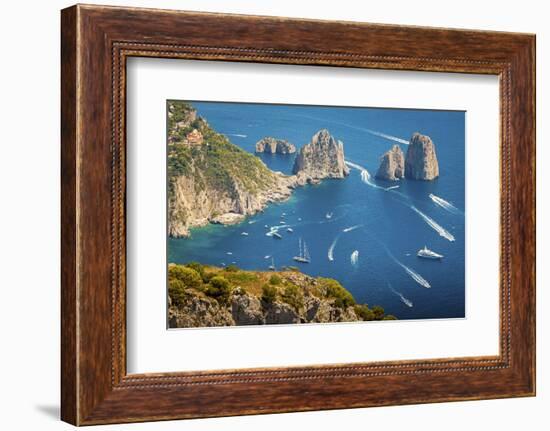 Capri Island, Naples, Italy. Aerial View of Faragliioni and Coastline from Anacapri.-Francesco Riccardo Iacomino-Framed Photographic Print