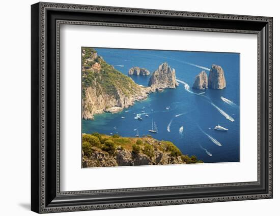 Capri Island, Naples, Italy. Aerial View of Faragliioni and Coastline from Anacapri.-Francesco Riccardo Iacomino-Framed Photographic Print