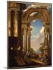 Capricci of Roman Ruins with Figures-Giovanni Paolo Pannini-Mounted Giclee Print