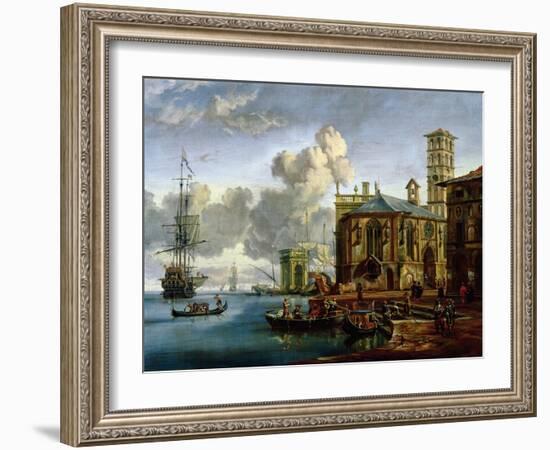 Capriccio of a Mediterranean Port-Abraham Storck-Framed Giclee Print