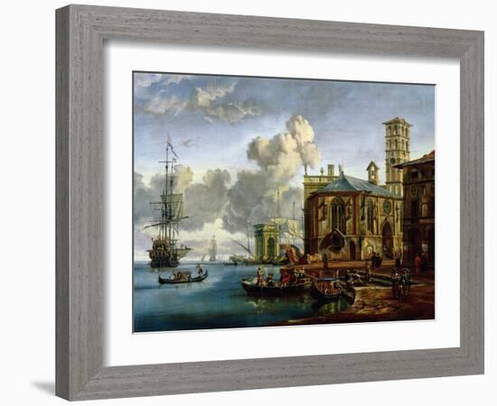 Capriccio of a Mediterranean Port-Abraham Storck-Framed Giclee Print