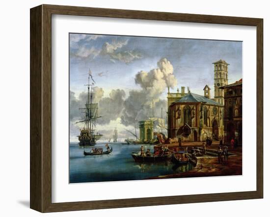 Capriccio of a Mediterranean Port-Abraham Storck-Framed Giclee Print