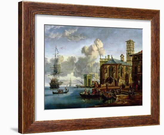 Capriccio of a Mediterranean Port-Abraham Storck-Framed Giclee Print