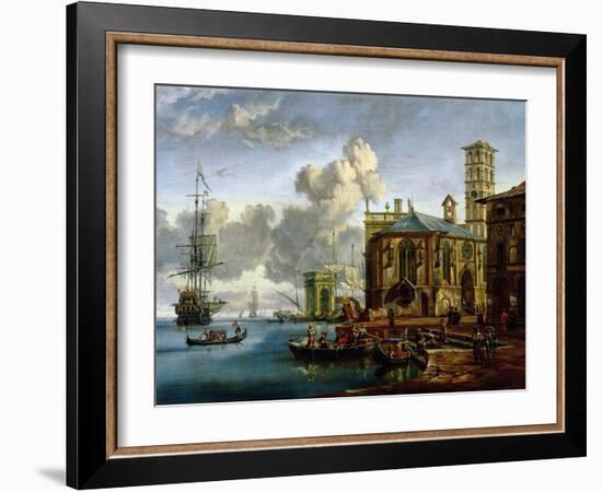 Capriccio of a Mediterranean Port-Abraham Storck-Framed Giclee Print