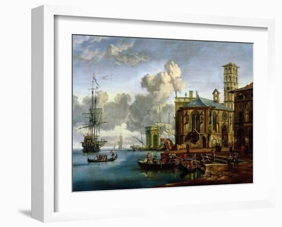 Capriccio of a Mediterranean Port-Abraham Storck-Framed Giclee Print