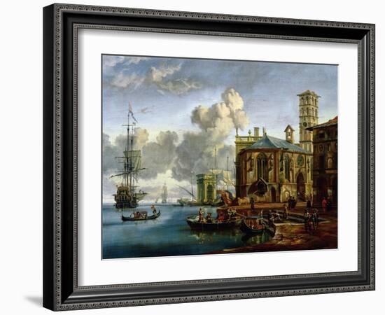 Capriccio of a Mediterranean Port-Abraham Storck-Framed Giclee Print