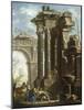 Capriccio of Classical Ruins with the Death of St Francis Xavier-Gian Paolo Panini-Mounted Giclee Print