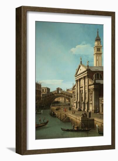 Capriccio: The Rialto Bridge and the Church of S. Giorgio Maggiore, c.1750-Canaletto-Framed Giclee Print