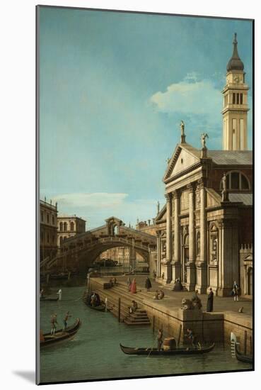 Capriccio: The Rialto Bridge and the Church of S. Giorgio Maggiore, c.1750-Canaletto-Mounted Giclee Print