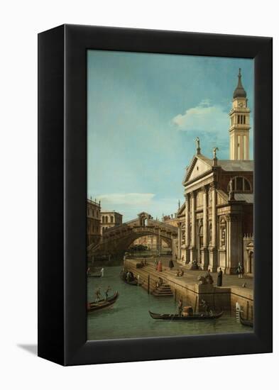 Capriccio: The Rialto Bridge and the Church of S. Giorgio Maggiore, c.1750-Canaletto-Framed Premier Image Canvas