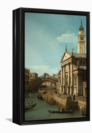 Capriccio: The Rialto Bridge and the Church of S. Giorgio Maggiore, c.1750-Canaletto-Framed Premier Image Canvas